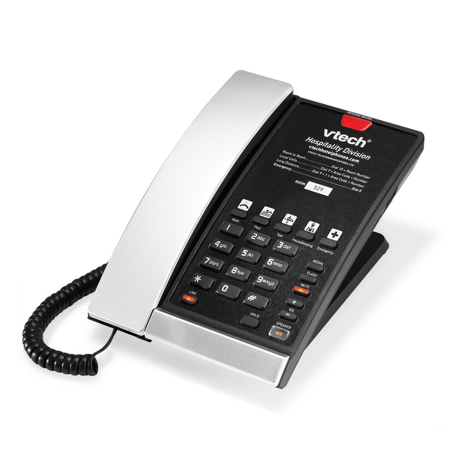 Image of 1-Line Contemporary SIP Corded Phone | S2210-L Silver & Black