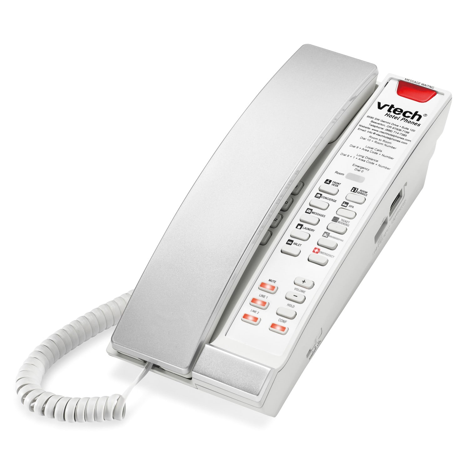 Image of 2-Line Contemporary SIP Petite Phone | S2221-L Silver & Pearl