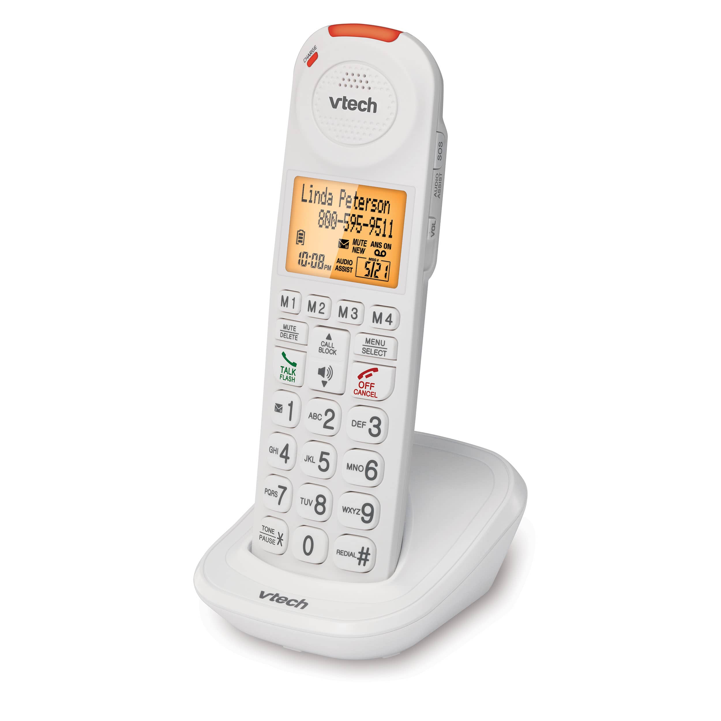 4 Handset Amplified Cordless Answering System with Big Buttons and Display