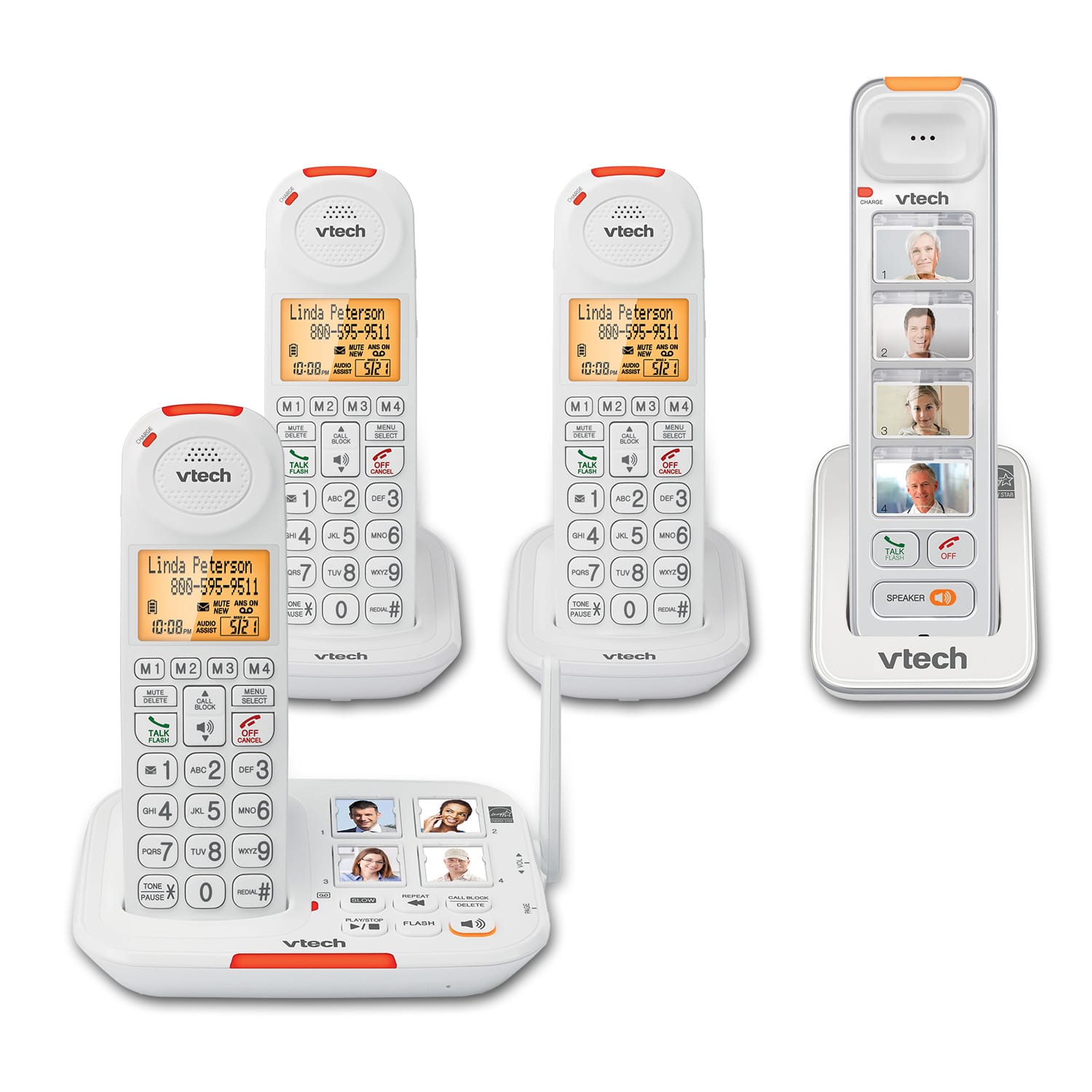 4 Handset Amplified Cordless Answering System with Big Buttons and Display