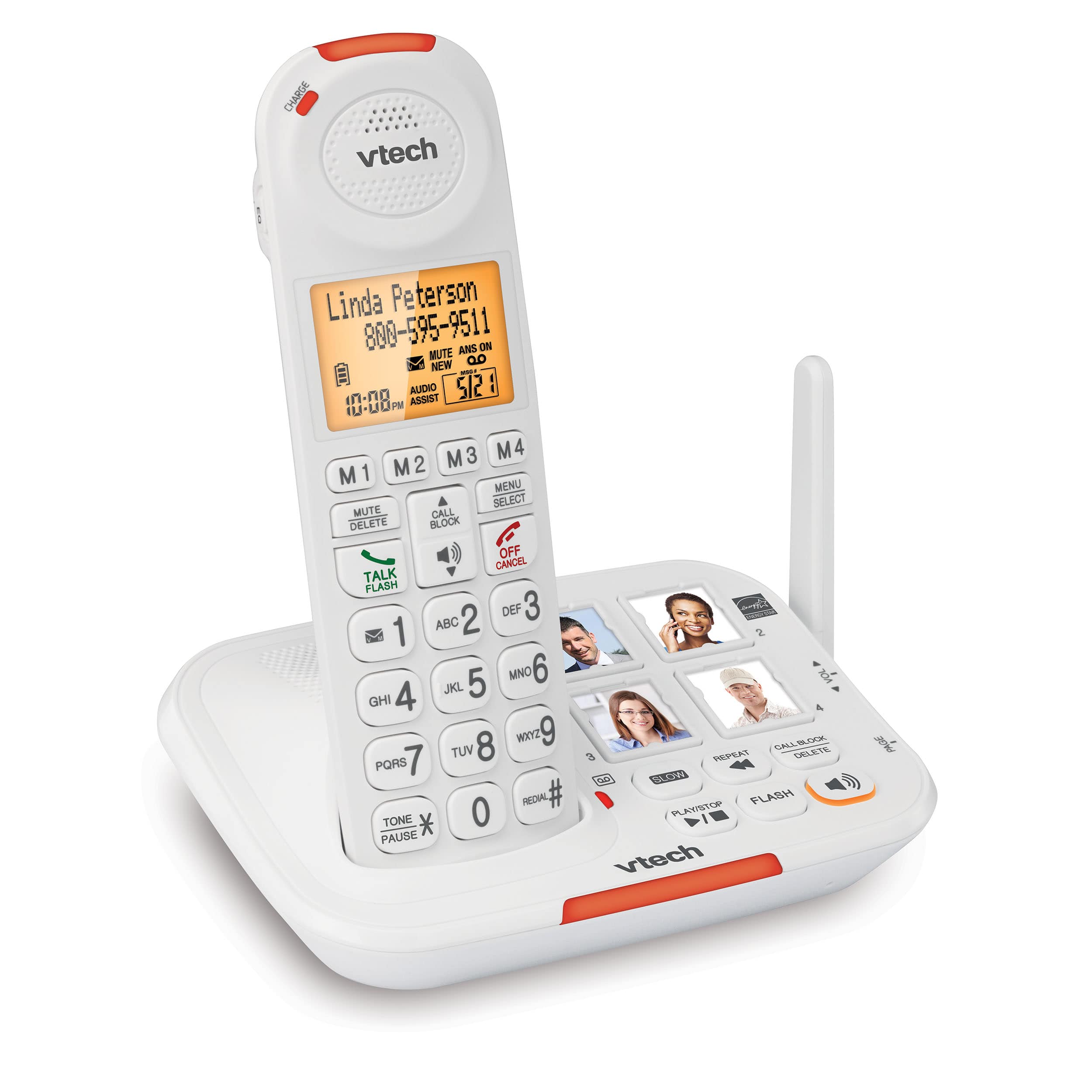 4 Handset Amplified Cordless Answering System with Big Buttons and Display - view 3