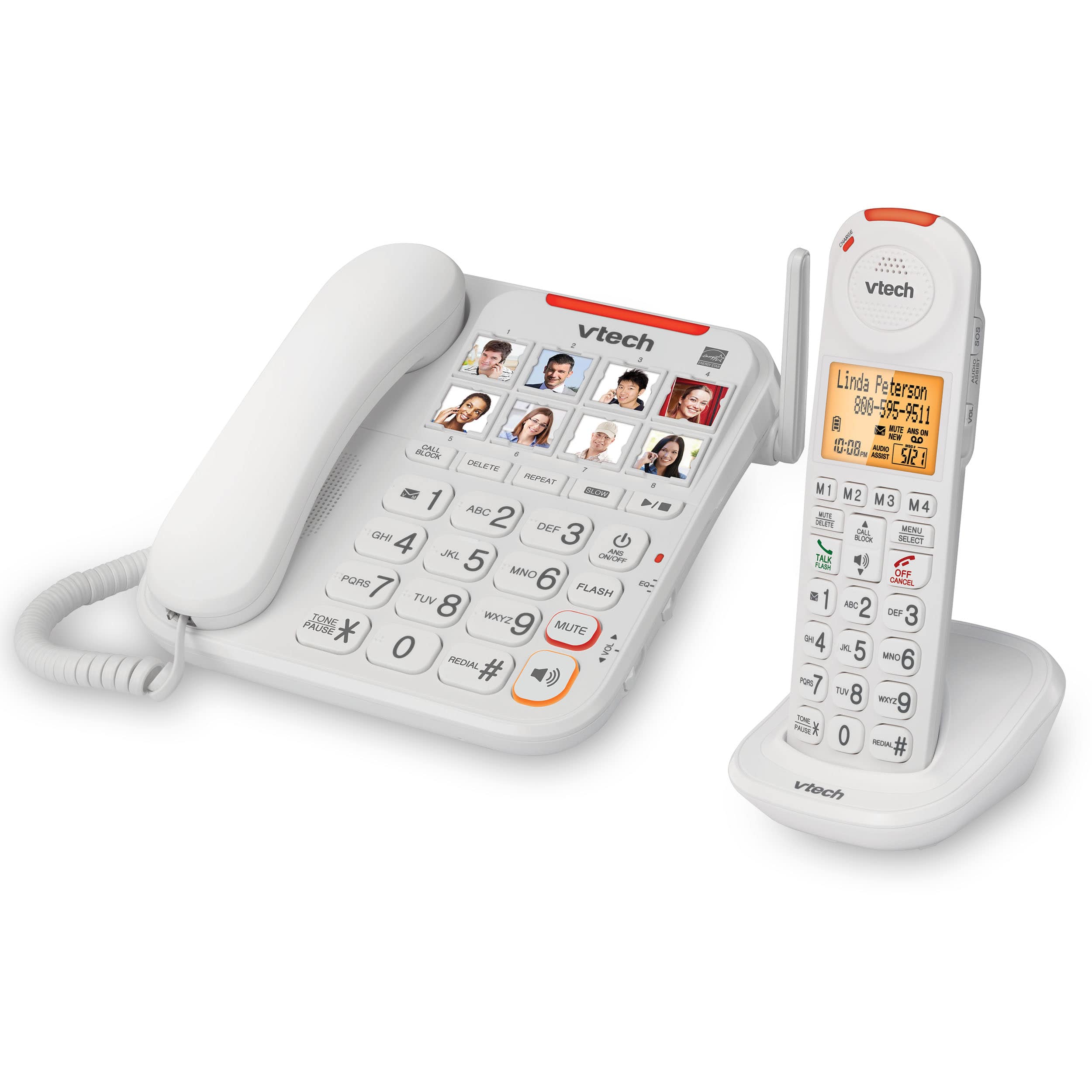 3 Handset Amplified Corded/Cordless Answering System with Smart Call Blocker