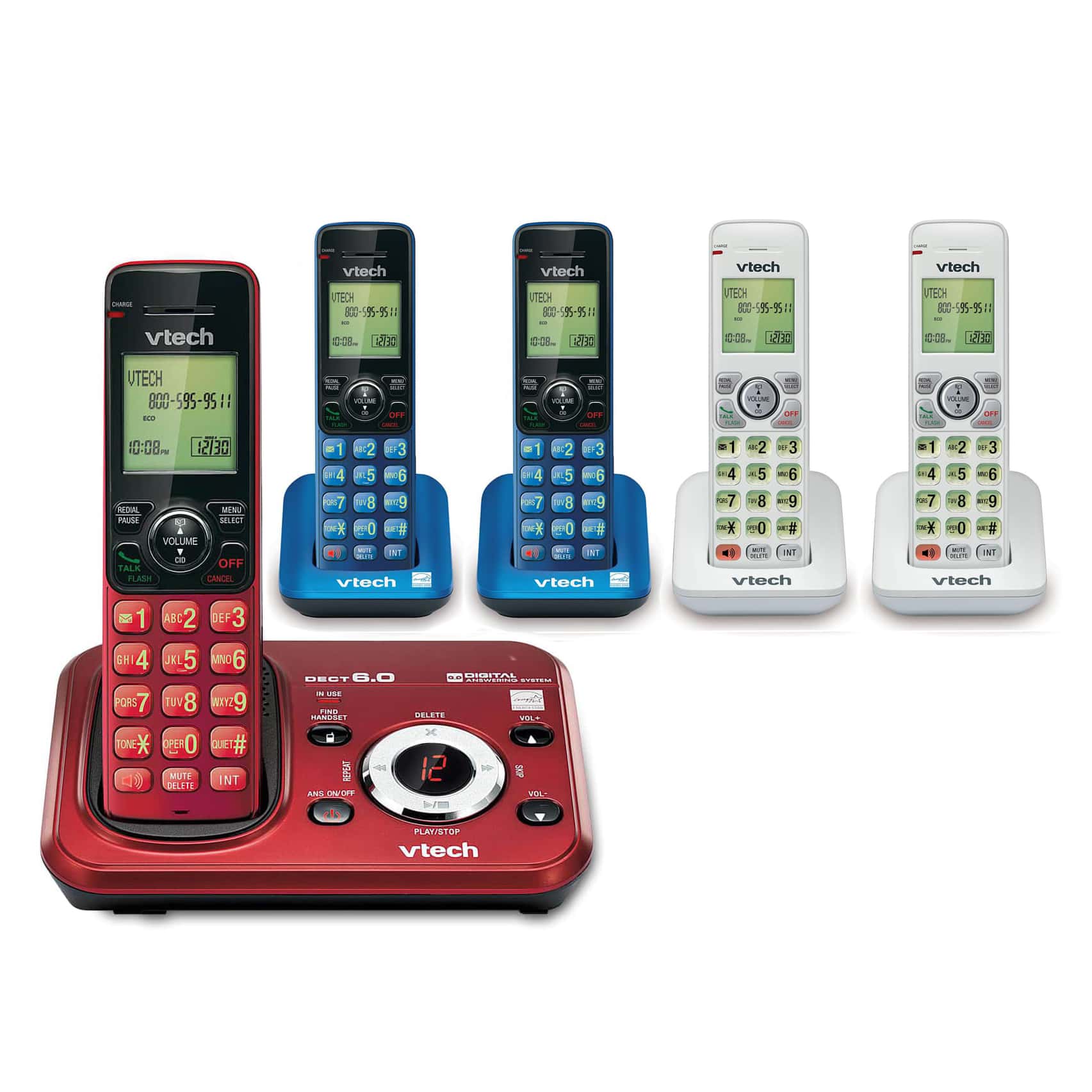 VTech DECT 6.0 Cordless Single Handset Phone with Caller ID/Call Waiting,  Red