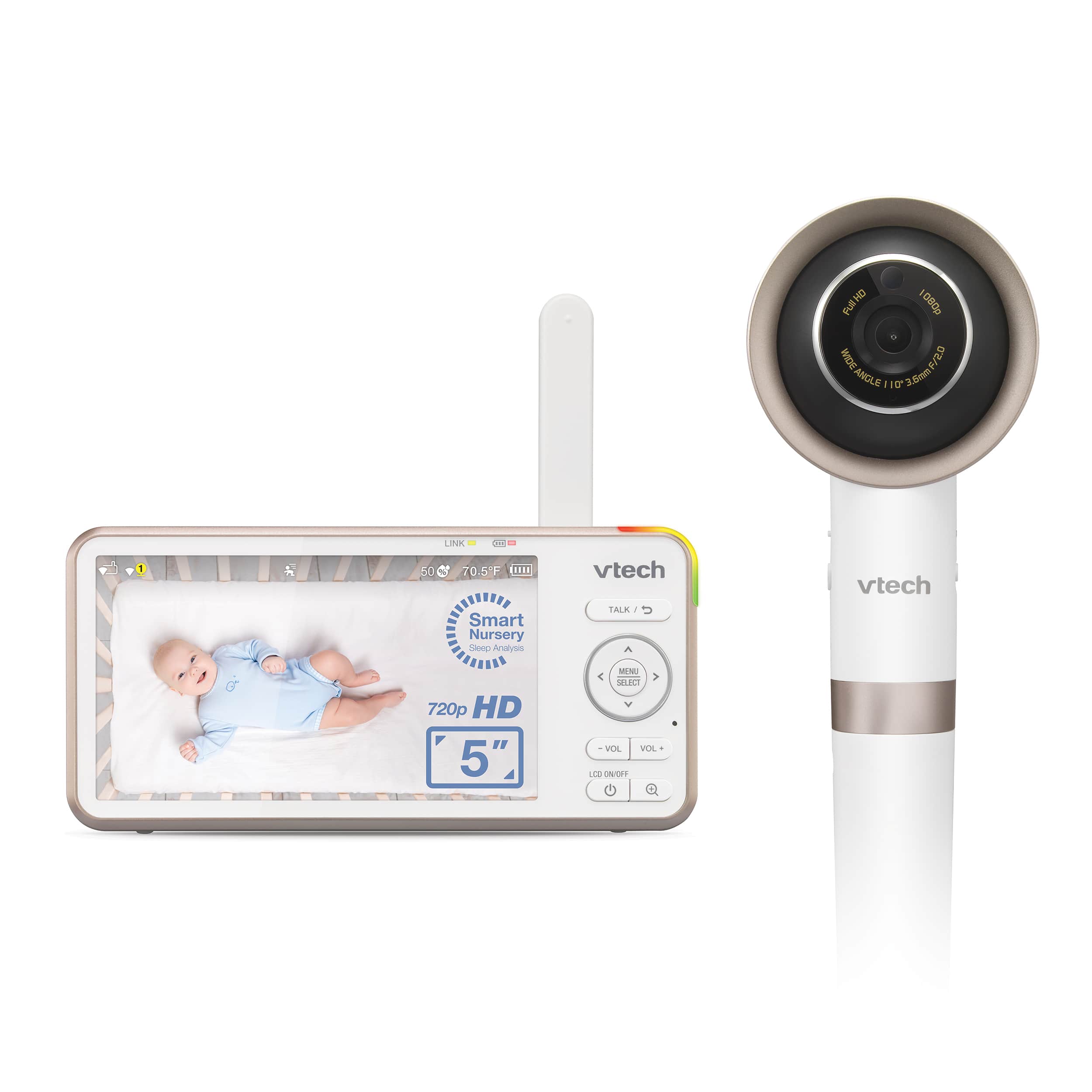 V-Care 1080p WiFi Smart Nursery Remote Access Over-the-Crib View Video Baby Monitor with 5