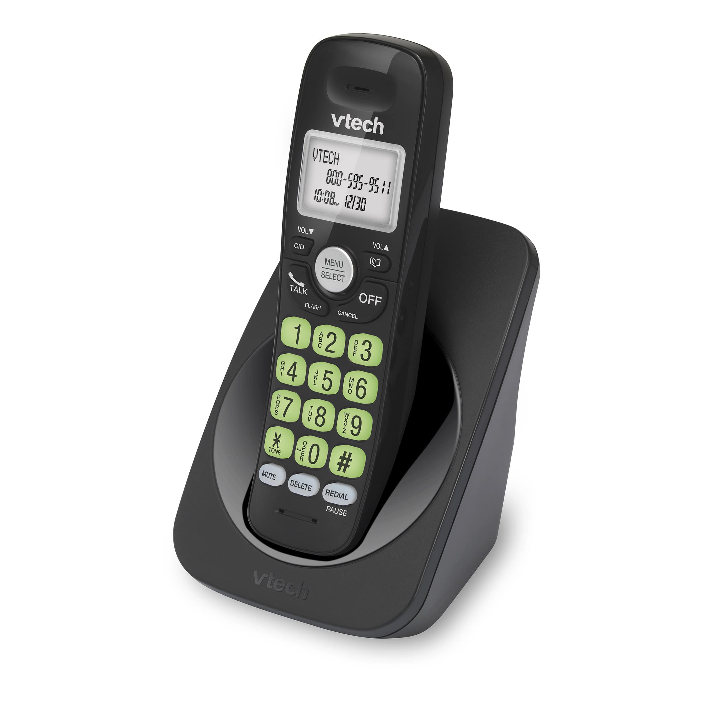 DECT 6.0 Cordless Phone with Full Duplex Speakerphone and Caller ID/Call Waiting (Black) - view 2