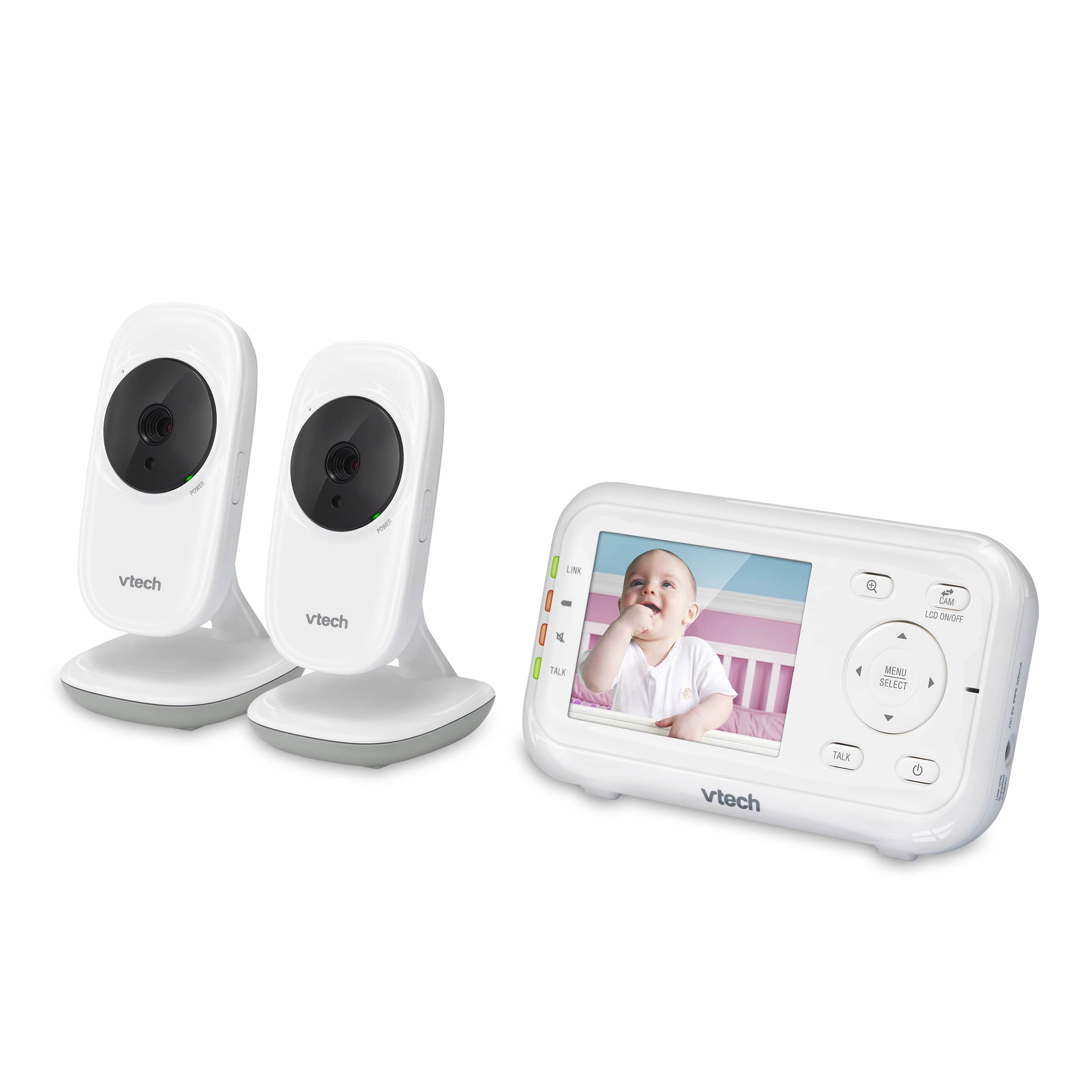 2 8 Digital Video Baby Monitor With 2 Cameras And Automatic Night Vision Vm3252 2 Vtech Cordless Phones