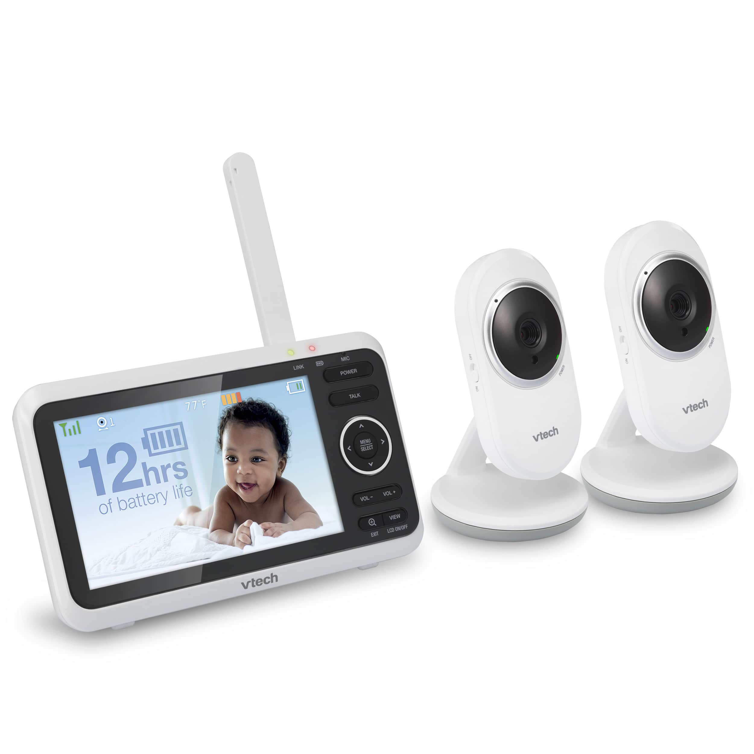 White VTech VM350 5” Digital Video Baby Monitor with Full-Color and Automatic Night Vision 