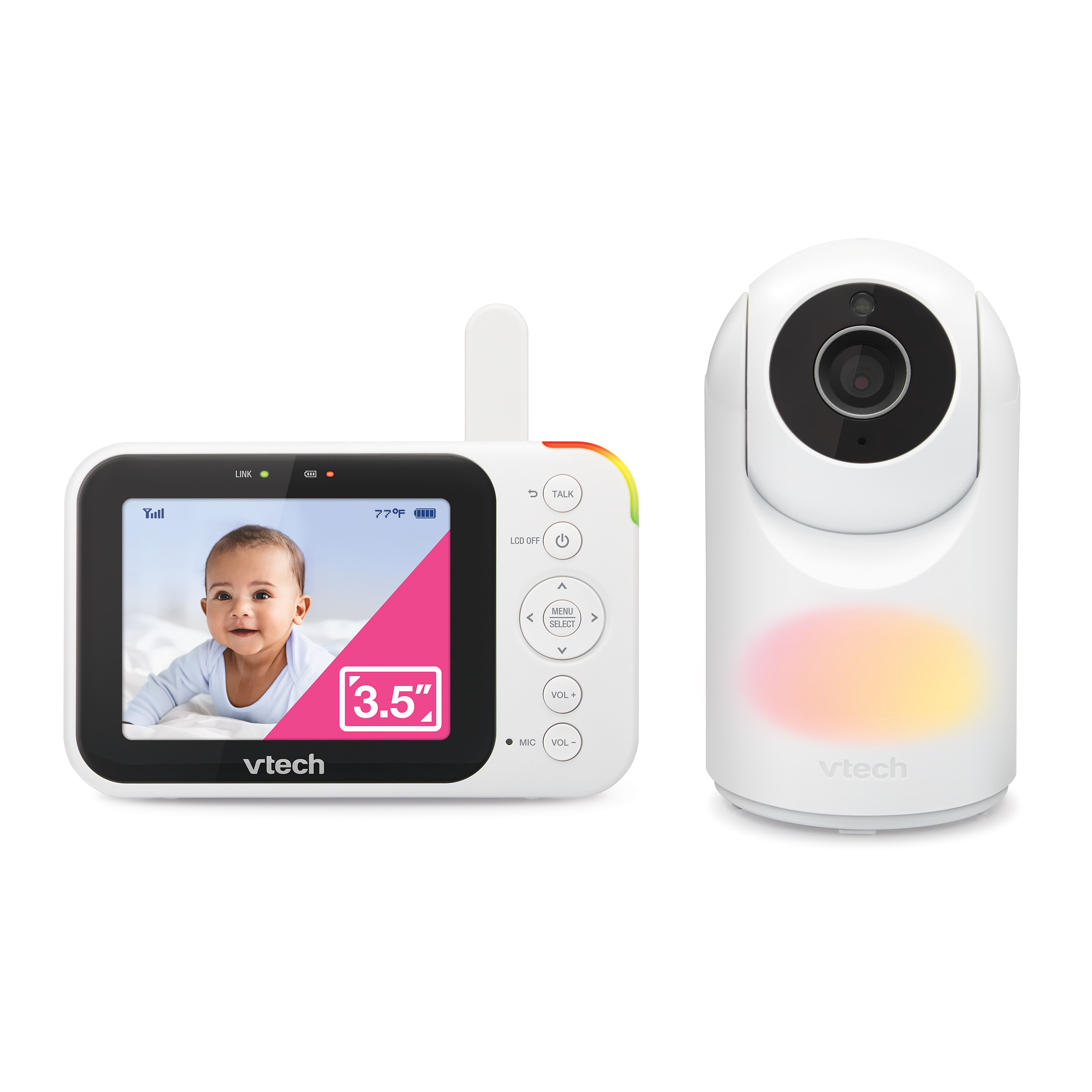 3.5" Digital Video Baby Monitor with Pan and Tilt and Night Light - view 1