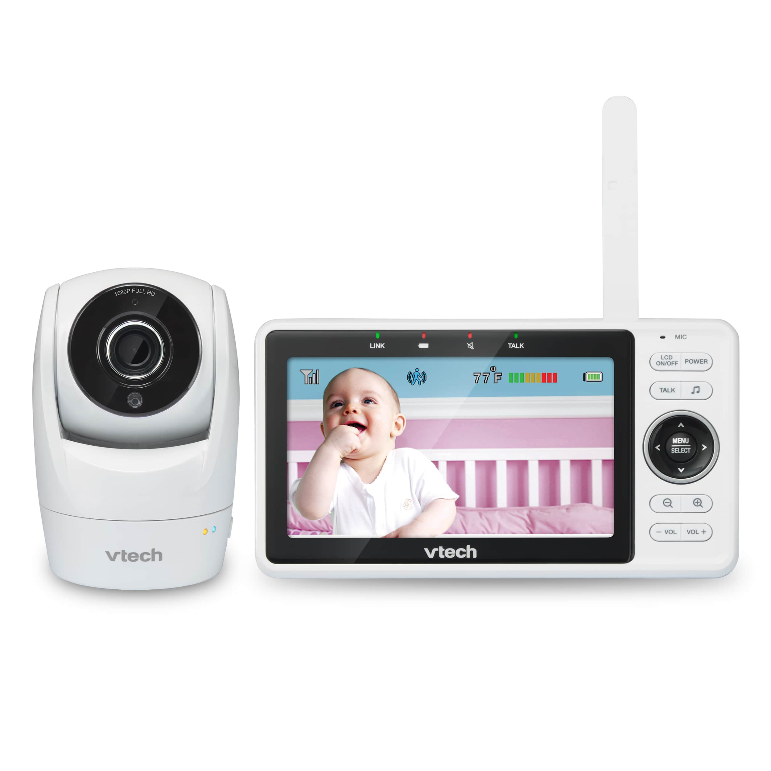 VTech Video Baby Monitor with Wi-Fi camera and 5" Screen White 