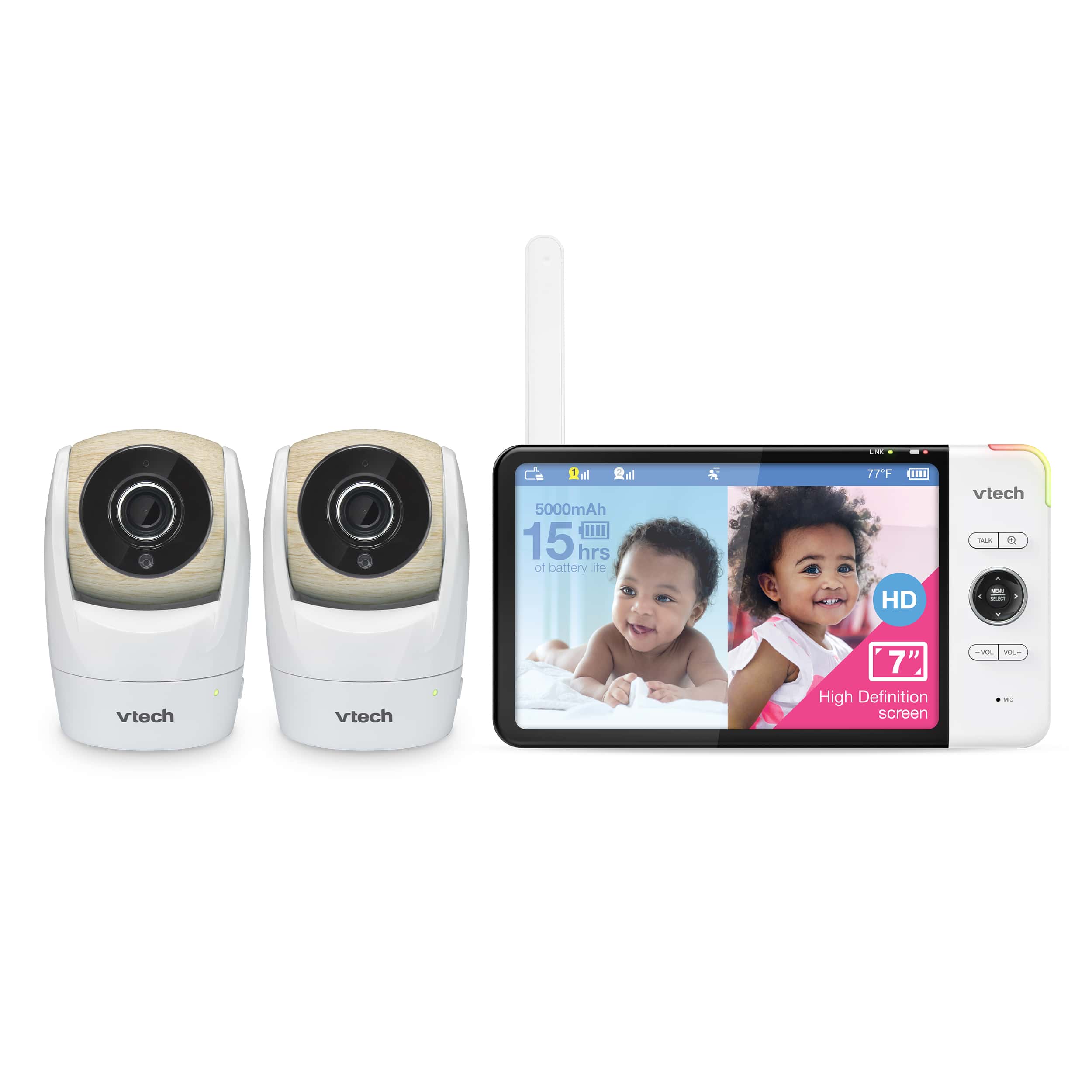 2 Camera Video Baby Monitor with 7" High Definition 720p Display, 360 degree Panoramic Viewing Pan & Tilt HD Camera - view 1