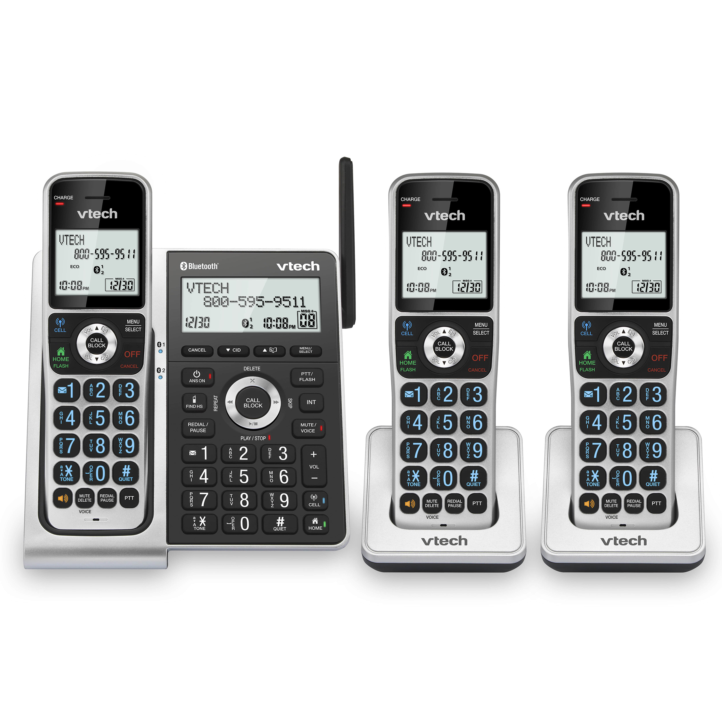3-Handset Extended Range Expandable Cordless Phone with Bluetooth Connect to Cell, Smart Call Blocker and Answering System - view 1