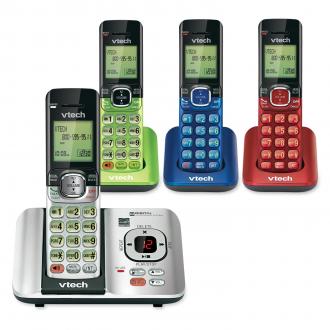 VTech CS6124 DECT 6.0 Cordless 2K DCI 1080p Phone with Answering System and  Caller ID/Call Waiting, White with 1 Handset