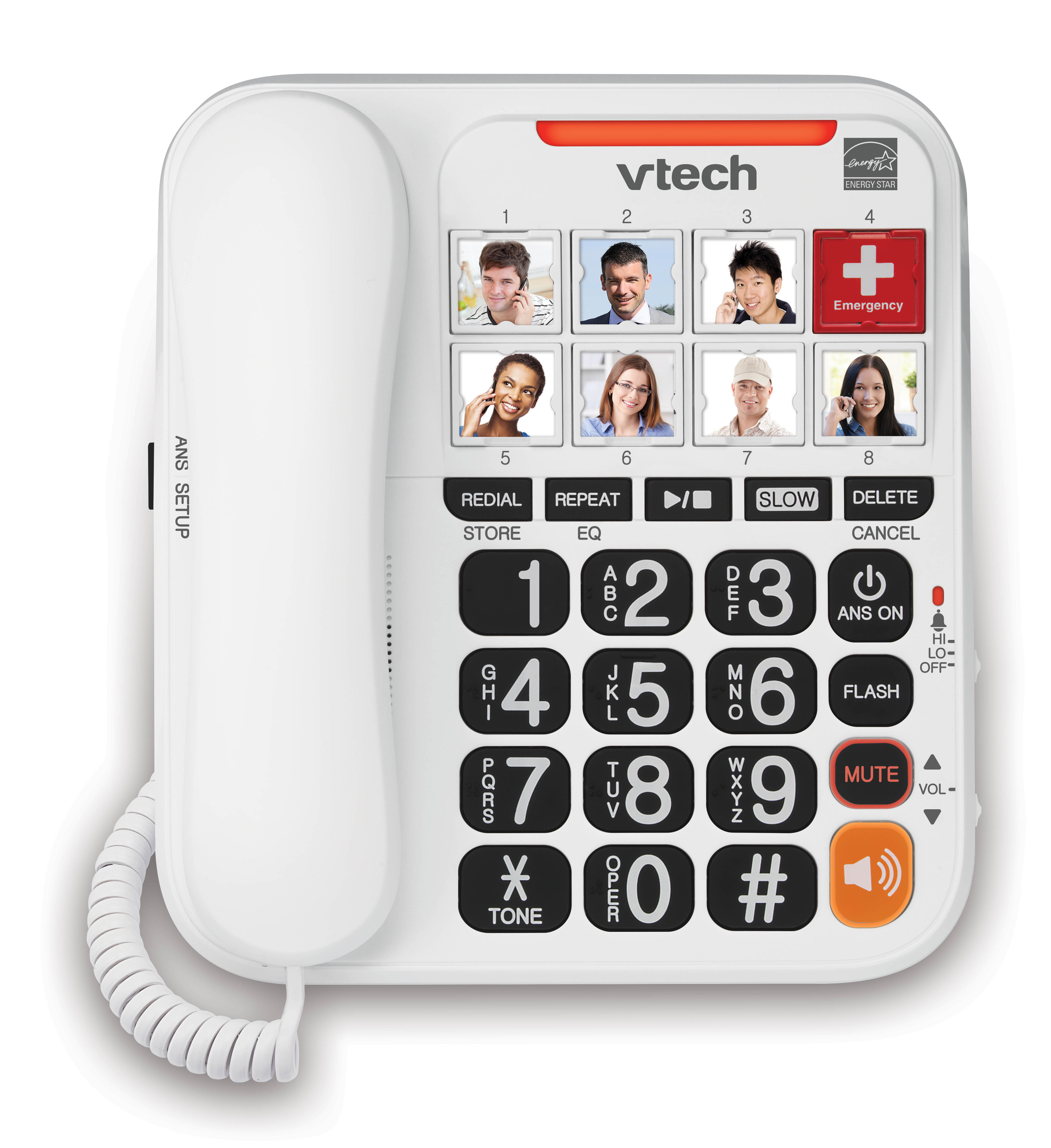 VTECH  VSP725 VoIP, POE, 3 SIP Acocunt Office Desk Phone w/ Wideband  Audio- VH6012 Cordless Headset - Global Teck