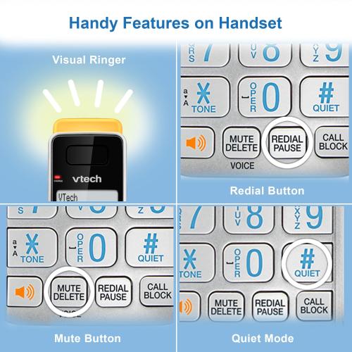 Display larger image of 5-Handset Expandable Cordless Phone with Super Long Range, Bluetooth Connect to Cell, Smart Call Blocker and Answering System - view 6