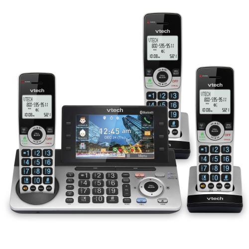 Display larger image of 3-Handset Expandable Cordless Phone with Bluetooth Connect to Cell, Smart Call Blocker,  Answering System, and 5" Color Base Display - view 1