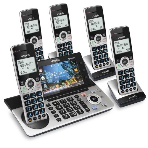 Display larger image of 5-Handset Expandable Cordless Phone with Bluetooth Connect to Cell, Smart Call Blocker,  Answering System, and 5" Color Base Display - view 2