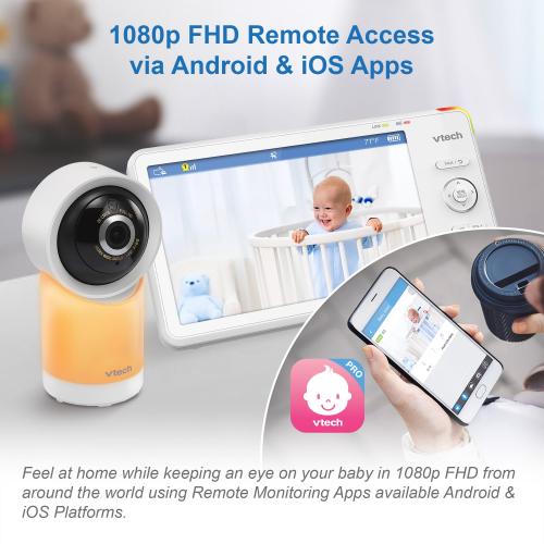 Display larger image of 1080p Smart WiFi Remote Access 360 Degree Pan & Tilt Video Baby Monitor with 5" High Definition 720p Display, Night Light - view 3
