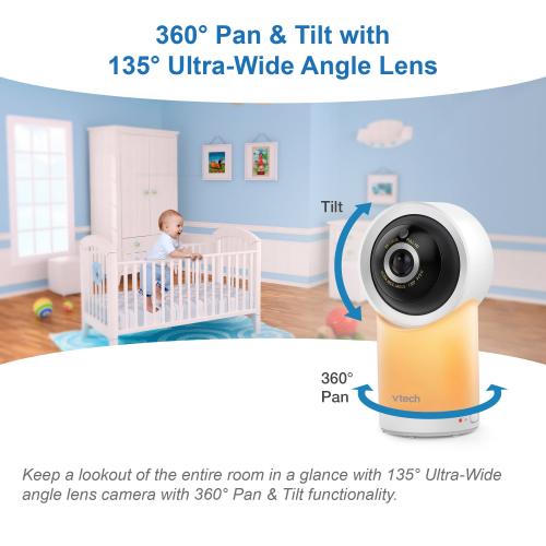 Display larger image of 1080p Smart WiFi Remote Access 360 Degree Pan & Tilt Video Baby Monitor with 5" High Definition 720p Display, Night Light - view 8