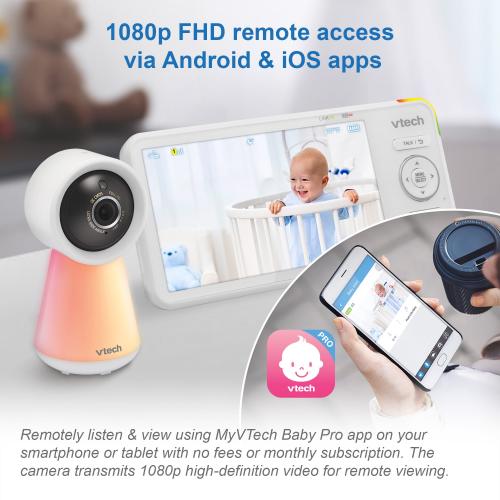 Display larger image of 1080p Smart WiFi Remote Access Video Baby Monitor with 5” High Definition 720p Display, Night Light - view 4