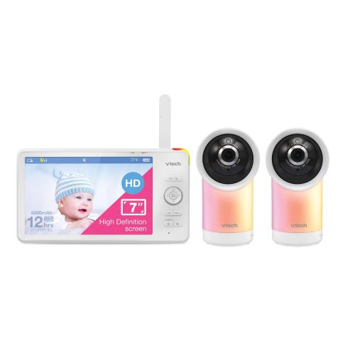 Display larger image of 2 Camera 1080p Smart WiFi Remote Access 360 Degree Pan & Tilt Video Baby Monitor with 7" High Definition 720p Display, Night Light - view 1
