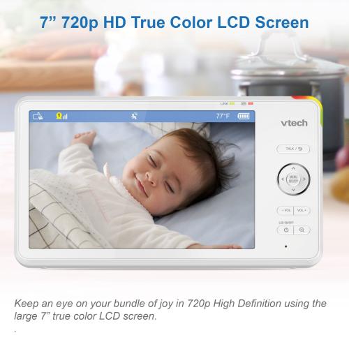 Display larger image of 1080p Smart WiFi Remote Access 360 Degree Pan & Tilt Video Baby Monitor with 7" High Definition 720p Display, Night Light - view 12