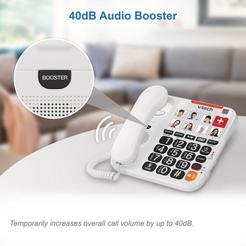 Display larger image of Amplified Corded Answering System with 8 Photo Speed Dial, 90dB Ringer Volume, Oversized High-Contrast buttons, and One-touch Audio Booster up to 40db - view 6