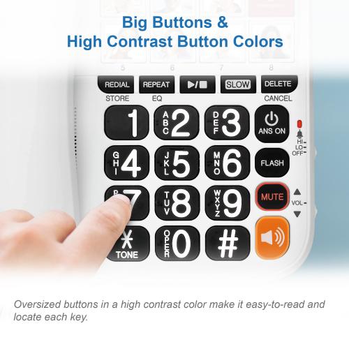 Display larger image of Amplified Corded Answering System with 8 Photo Speed Dial, 90dB Ringer Volume, Oversized High-Contrast buttons, and One-touch Audio Booster up to 40db - view 11