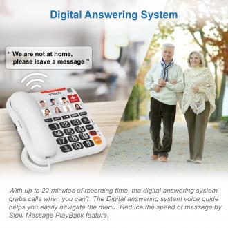 Amplified Corded Answering System with 8 Photo Speed Dial, 90dB Ringer Volume, Oversized High-Contrast buttons, and One-touch Audio Booster up to 40db - view 9