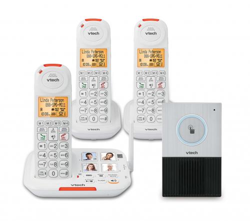 Display larger image of 3 Handset Amplified Cordless Answering System with Cordless Audio Doorbell - view 1