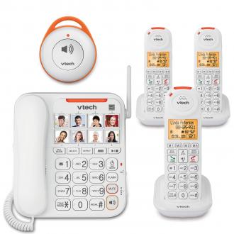 3 Handset Amplified Corded/Cordless Answering System with Wearable Home SOS Pendant and Smart Call Blocker - view 1