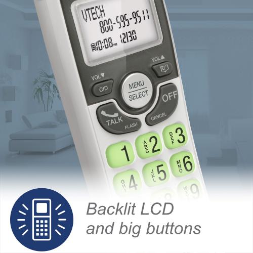Display larger image of DECT 6.0 Cordless Phone with Bluetooth Connection, Full Duplex Speakerphone and Caller ID/Call Waiting (White) - view 9