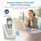 DECT 6.0 Cordless Phone with Bluetooth Connection, Full Duplex Speakerphone and Caller ID/Call Waiting (White) - view 4