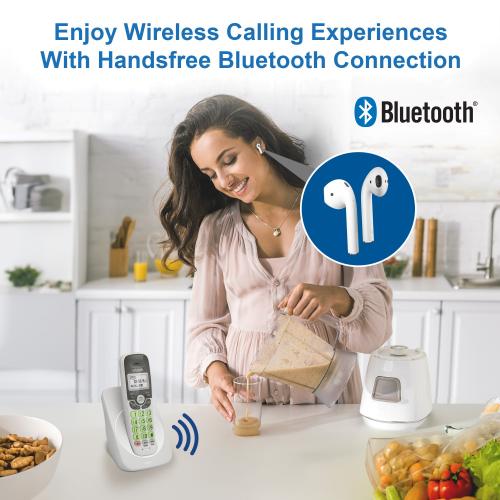 Display larger image of DECT 6.0 Cordless Phone with Bluetooth Connection, Full Duplex Speakerphone and Caller ID/Call Waiting (White) - view 2