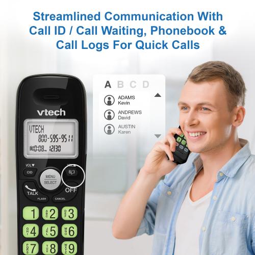 Display larger image of DECT 6.0 Cordless Phone with Full Duplex Speakerphone and Caller ID/Call Waiting (Black) - view 4
