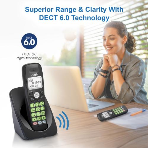 Display larger image of DECT 6.0 Cordless Phone with Full Duplex Speakerphone and Caller ID/Call Waiting (Black) - view 6