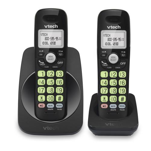 Display larger image of 2-Handset DECT 6.0 Cordless Phone with Bluetooth Connection, Full Duplex Speakerphone and Caller ID/Call Waiting (Black) - view 1