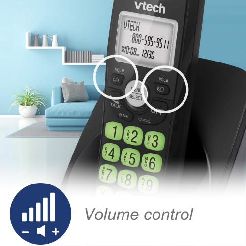 Display larger image of 2-Handset DECT 6.0 Cordless Phone with Bluetooth Connection, Full Duplex Speakerphone and Caller ID/Call Waiting (Black) - view 10