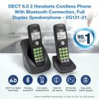 2-Handset DECT 6.0 Cordless Phone with Bluetooth Connection, Full Duplex Speakerphone and Caller ID/Call Waiting (Black) - view 2