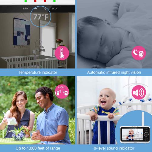 Display larger image of 5" Digital Video Baby Monitor with Full-Color and Automatic Night Vision, White - view 6