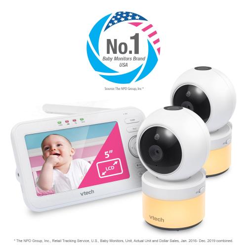 Display larger image of Two Camera 5" Digital Video Baby Monitor with Pan & Tilt Camera, Glow-on-the-ceiling light and Night Light - view 6