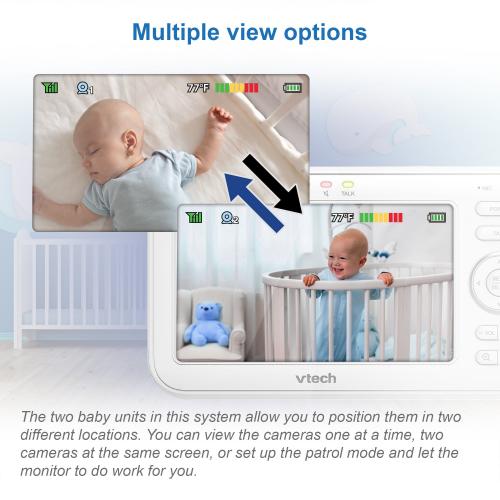 Display larger image of Two Camera 5" Digital Video Baby Monitor with Pan & Tilt Camera, Glow-on-the-ceiling light and Night Light - view 10