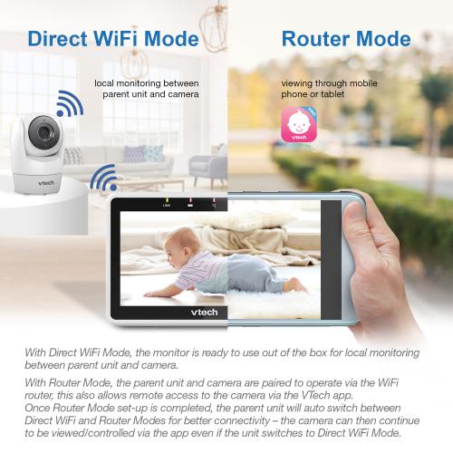Display larger image of Wi-Fi Remote Access Video Baby Monitor with 5"display and 1080p HD 360 degree Pan & Tilt Camera - view 5