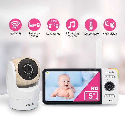 Display larger image of Video Baby Monitor with 5" High Definition 720p Display, 360 degree Panoramic Viewing Pan & Tilt HD Camera - view 2