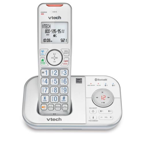Display larger image of 1-Handset Expandable Cordless Phone with Bluetooth Connect to Cell&trade;, Smart Call Blocker and Answering System &#40;Silver & White&#41; - view 1