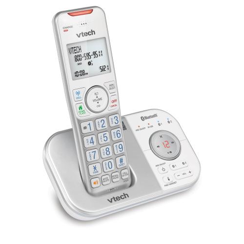 1-Handset Expandable Cordless Phone with Bluetooth Connect to Cell™, Smart Call Blocker and Answering System (Silver & White) - view 3