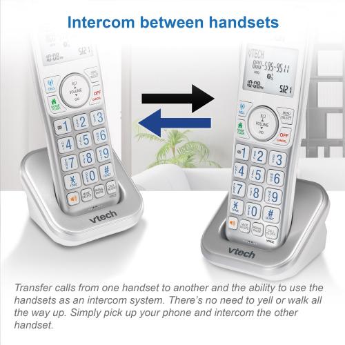 Display larger image of 3-Handset Expandable Cordless Phone with Bluetooth Connect to Cell, Smart Call Blocker and Answering System &#40;Silver & White&#41; - view 9