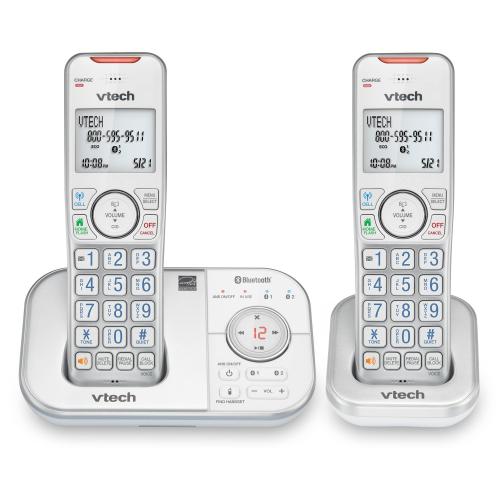 Display larger image of 2-Handset Expandable Cordless Phone with Bluetooth Connect to Cell&trade;, Smart Call Blocker and Answering System &#40;Silver & White&#41; - view 1