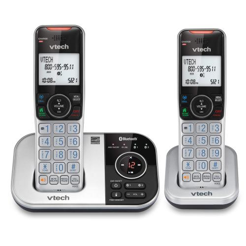 Display larger image of 2-Handset Expandable Cordless Phone with Bluetooth Connect to Cell, Smart Call Blocker and Answering System &#40;Silver & Black&#41; - view 1
