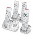 4-Handset Expandable Cordless Phone with Bluetooth Connect to Cell, Smart Call Blocker and Answering System (Silver & White) - view 2