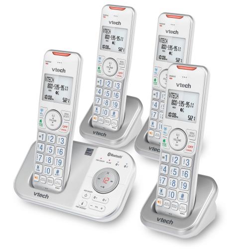 Display larger image of 4-Handset Expandable Cordless Phone with Bluetooth Connect to Cell, Smart Call Blocker and Answering System &#40;Silver & White&#41; - view 2